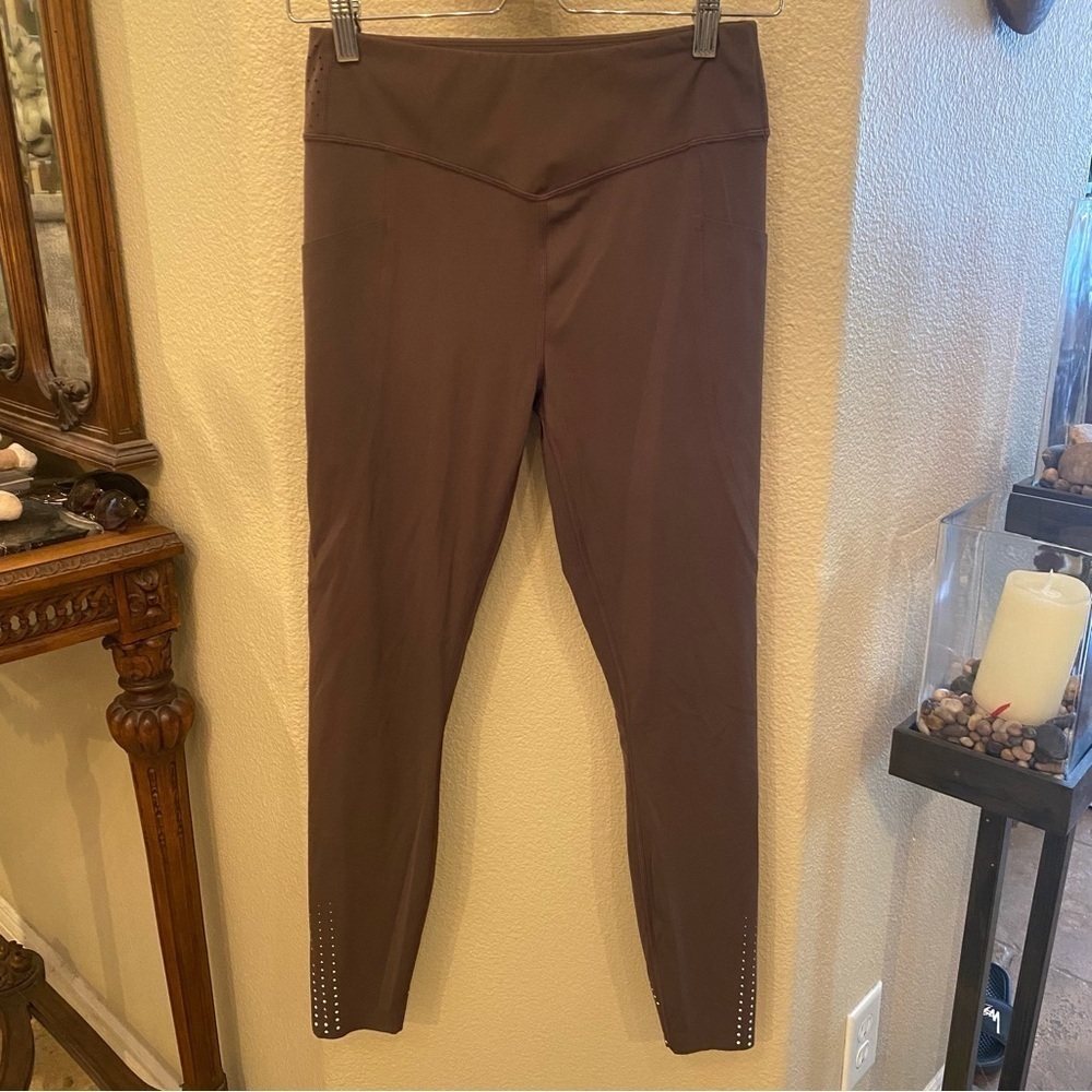 VARLEY Women Brown Side Pocket Athletic Leggings Size Small